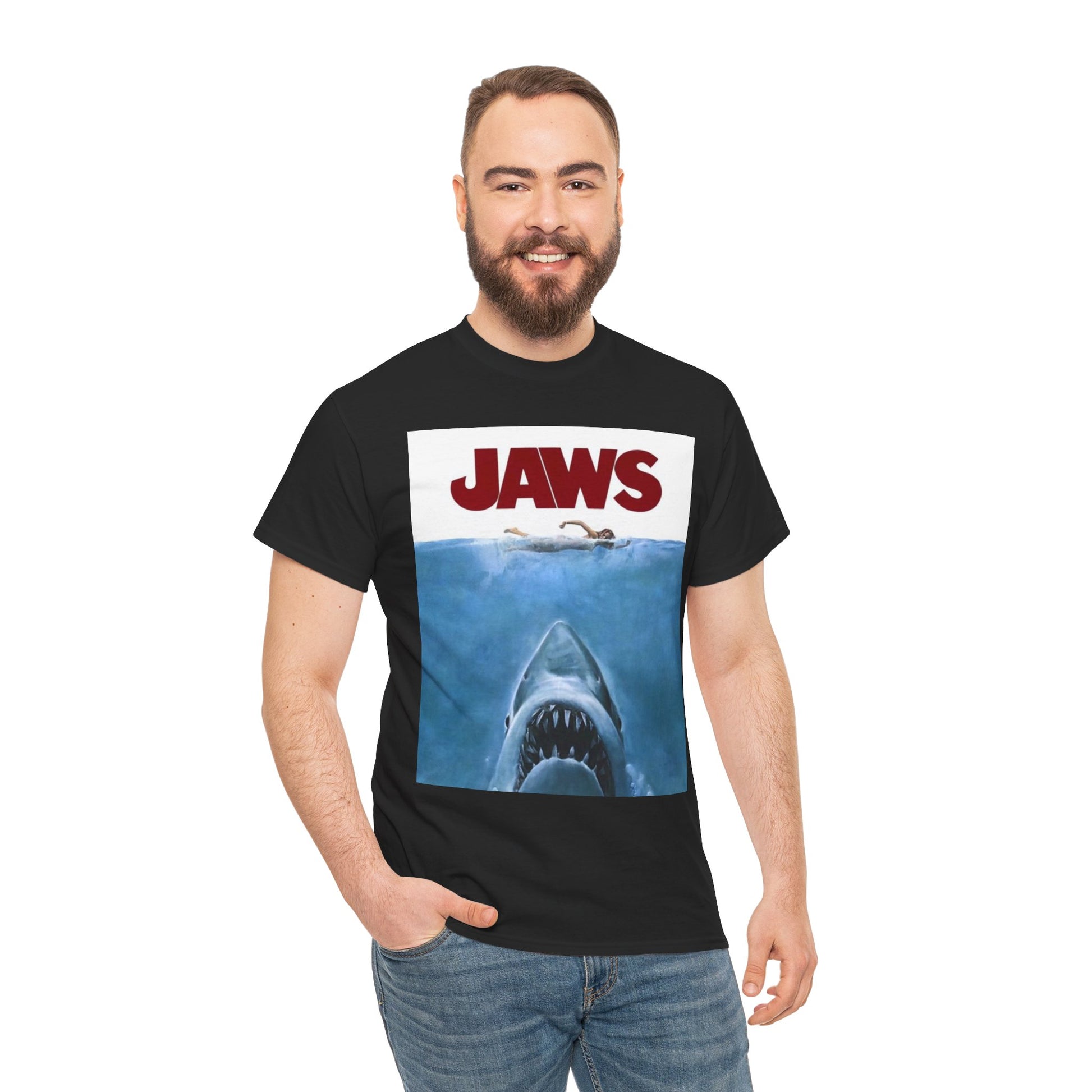 Jaws Unisex Heavy Cotton Tee | Shark T-Shirt, Movie Apparel, Summer Fashion, Fan Gift, Horror Film Merchandise