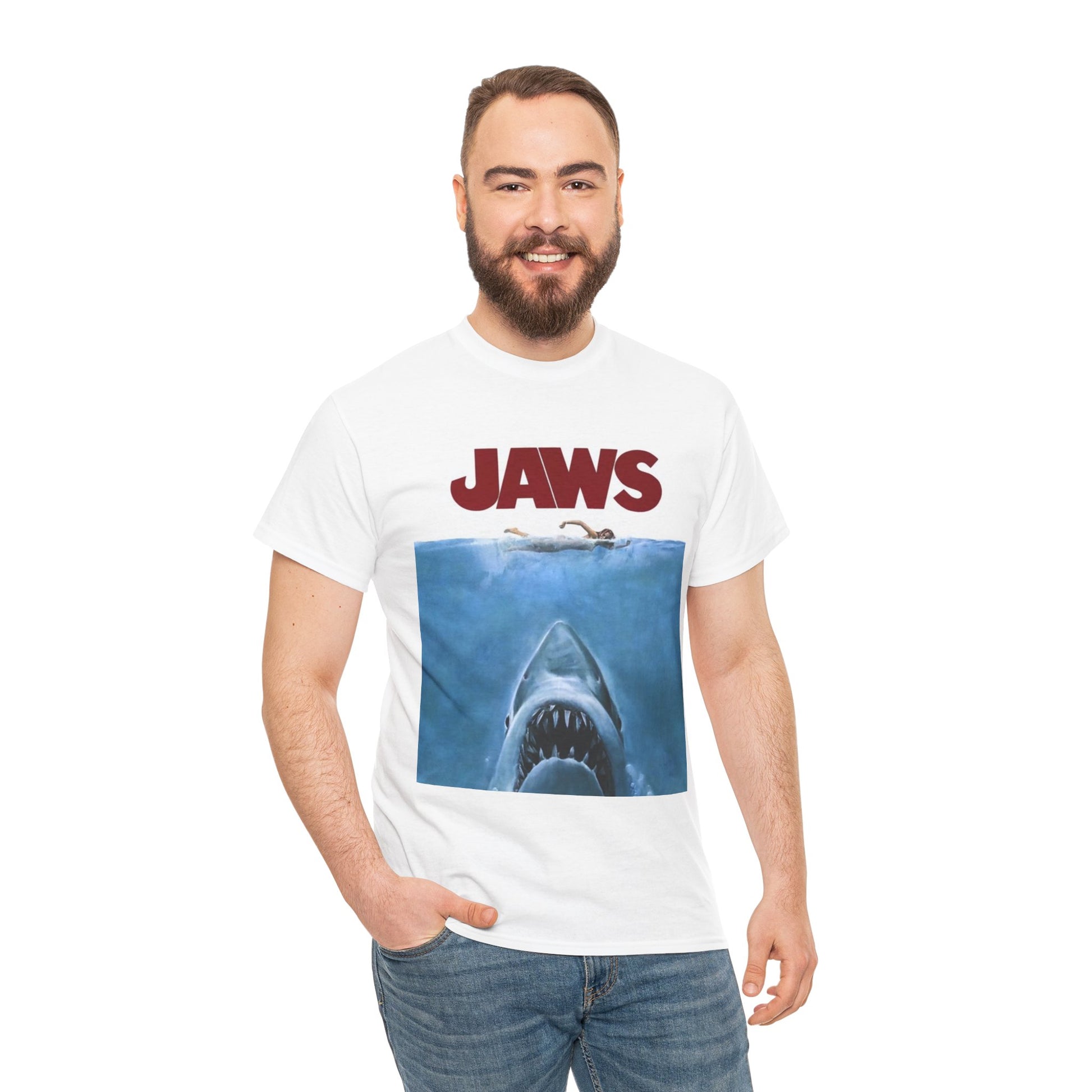 Jaws Unisex Heavy Cotton Tee | Shark T-Shirt, Movie Apparel, Summer Fashion, Fan Gift, Horror Film Merchandise